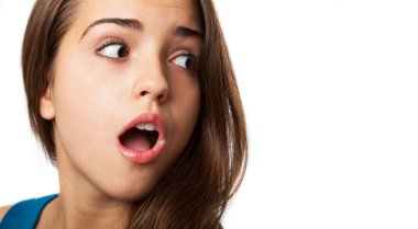 Surprised young woman face clipart