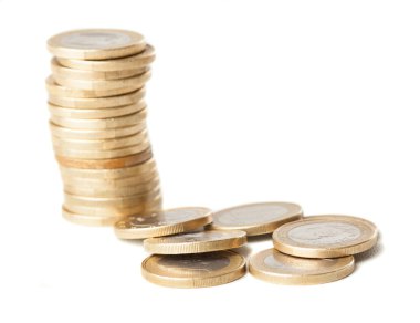 Beyaz bir arka plan üzerinde izole euro coins