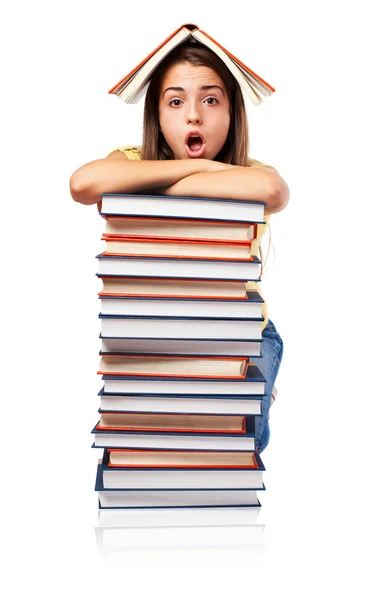 Jeune femme avec des livres — Photo