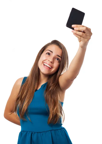 Mujer tomando foto selfie — Foto de Stock