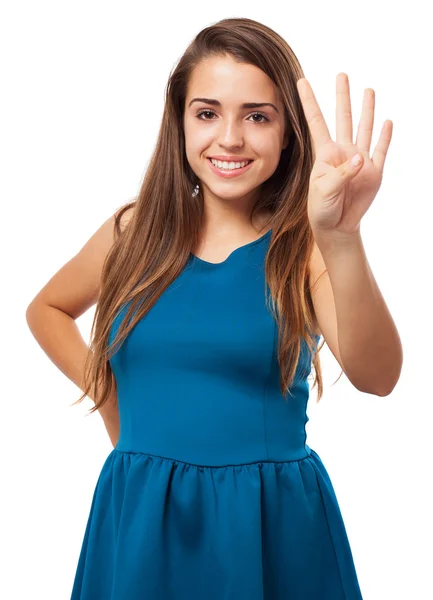 Vrouw tellen gebaar — Stockfoto