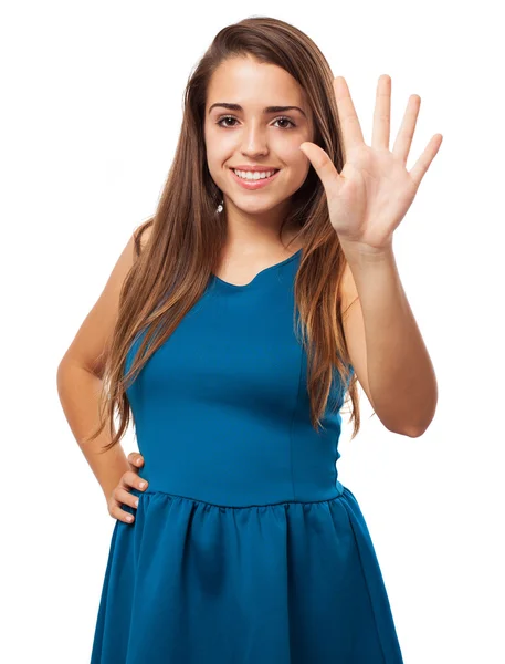 Woman counting gesture — Stock Photo, Image