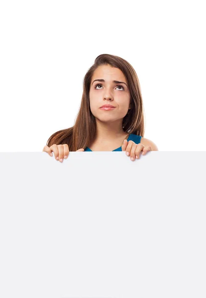 Woman holding board — Stock Photo, Image