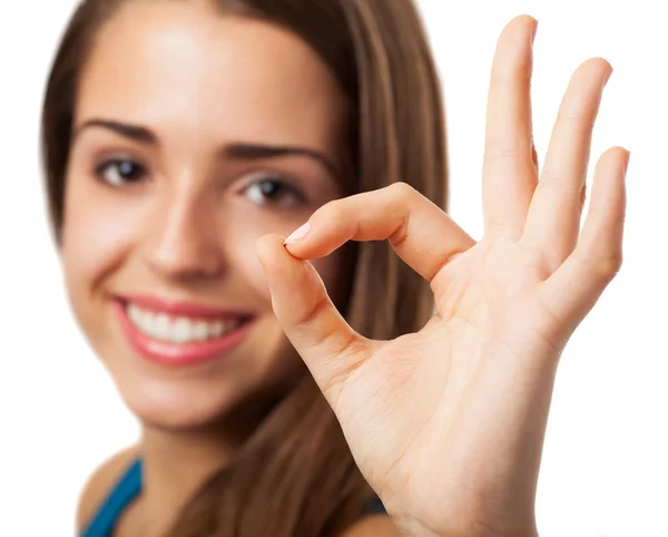 Woman showing ok sign — Stock Photo, Image