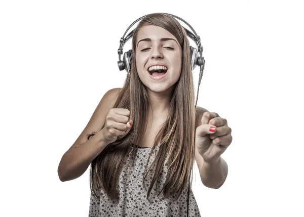 Jovem com fones de ouvido — Fotografia de Stock