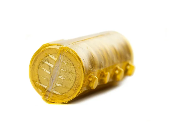 Tubo de monedas de euro plastificadas — Foto de Stock