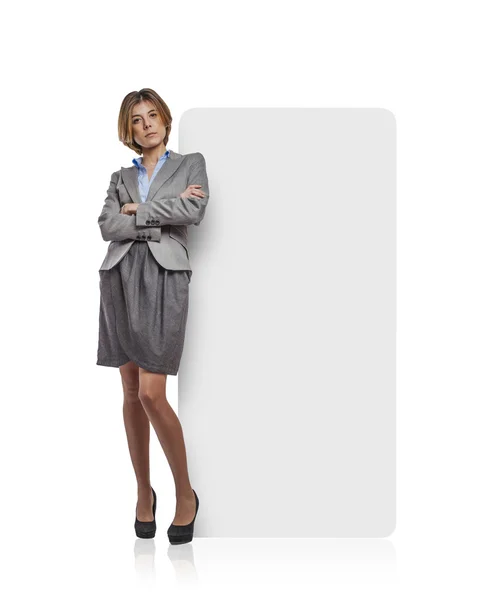 Geschäftsfrau mit Banner — Stockfoto