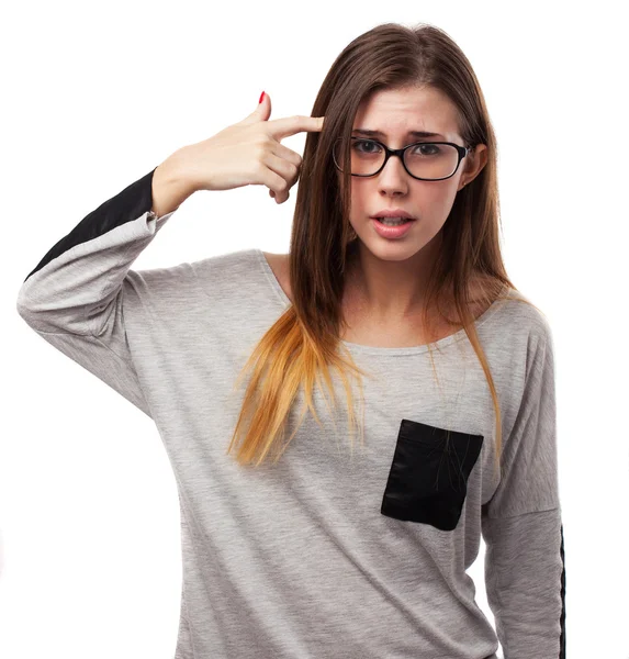 Woman doing crazy gesture — Stock Photo, Image