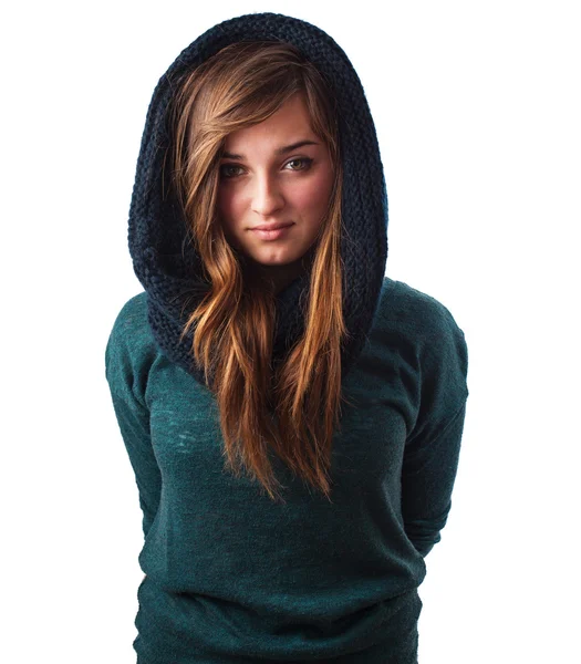 Woman wearing hood — Stock Photo, Image