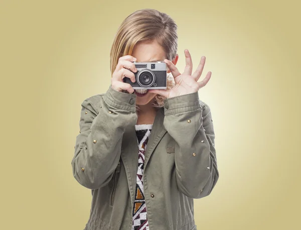 Mujer tomando fotos — Foto de Stock