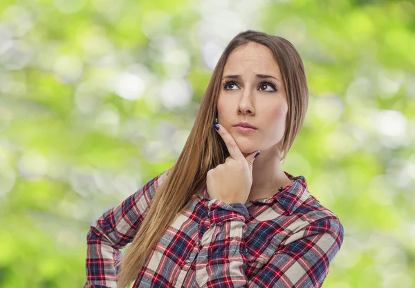 Woman with worried gesture — Stock Photo, Image