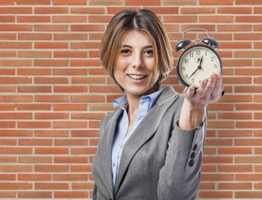 iş kadını ile masa saati