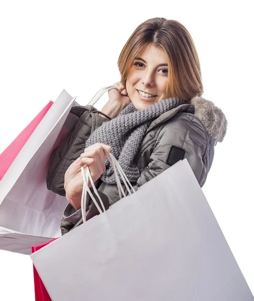 Donna con shopping bags — Foto Stock