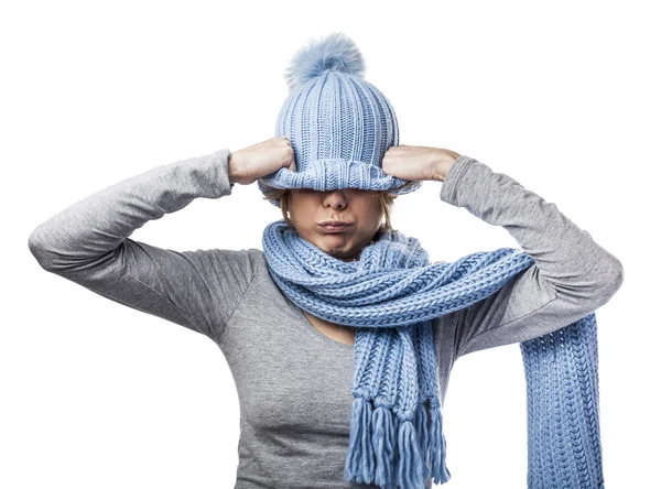 Woman covering head — Stock Photo, Image