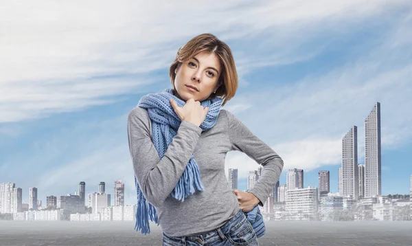 Woman wearing scarf — Stock Photo, Image