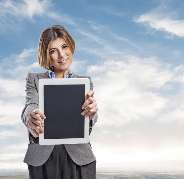 Zakelijke vrouw weergegeven: tablet — Stockfoto