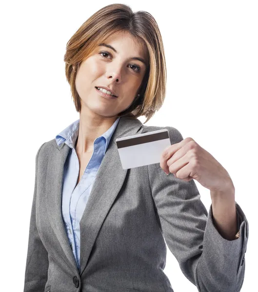 Donna con carta di credito — Foto Stock