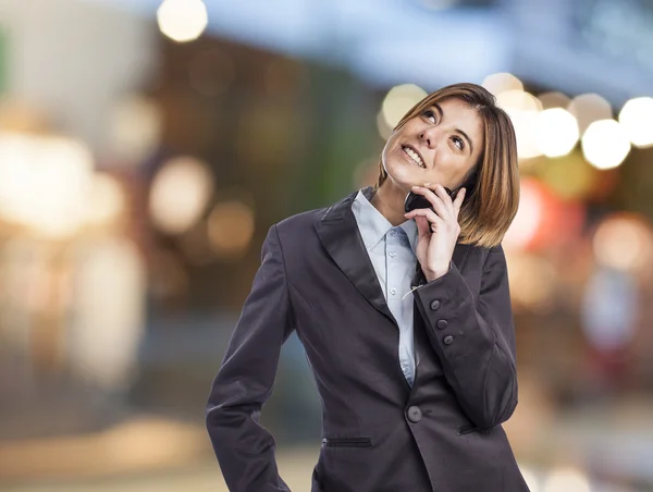 Business woman with telephone — Stock Photo, Image