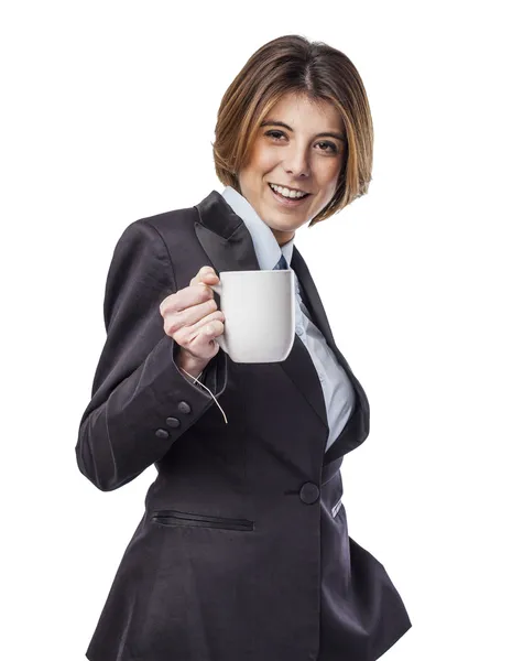 Geschäftsfrau mit Tasse — Stockfoto