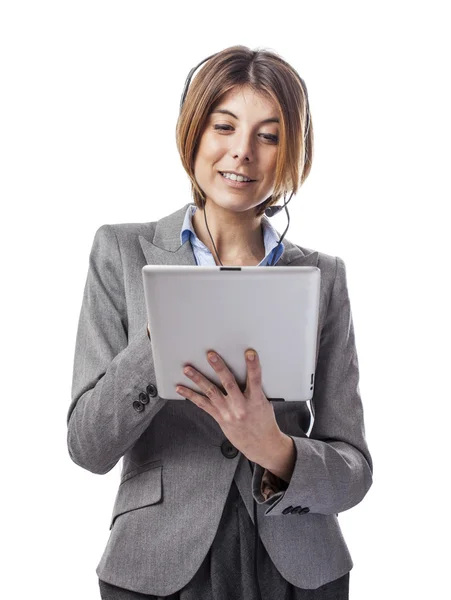 Mulher de negócios com tablet — Fotografia de Stock