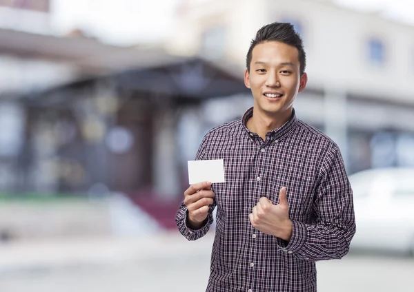 Man holding card — Stock Photo, Image