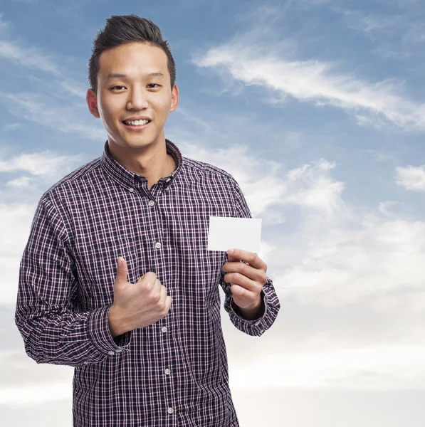 Man holding card — Stock Photo, Image