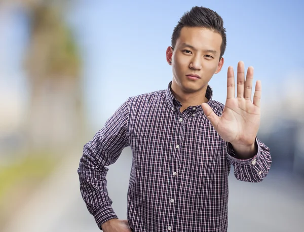 Člověk dělá gesto stop — Stock fotografie