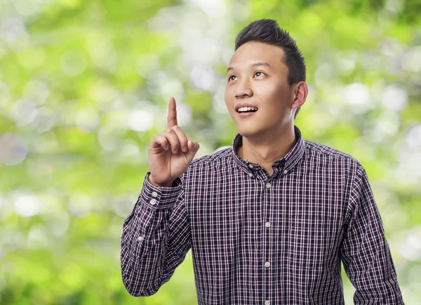 Man pointing up finger — Stock Photo, Image