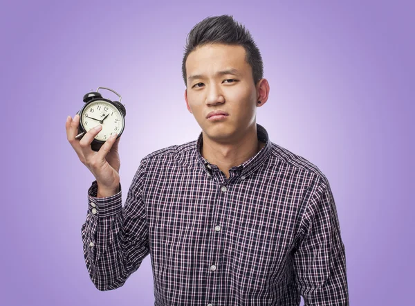 Man holding clock — Stock Photo, Image