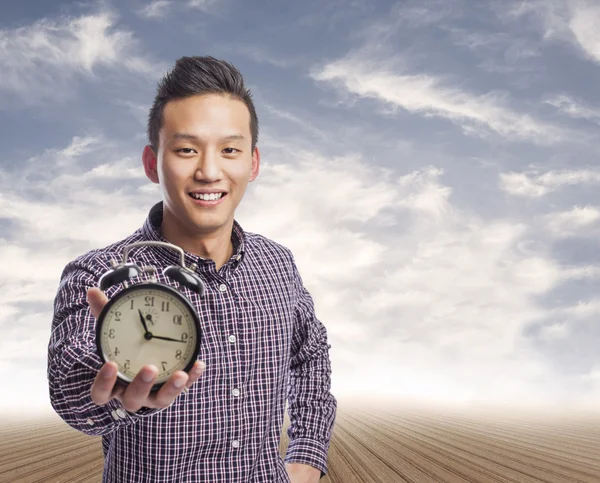 Man holding clock — Stock Photo, Image