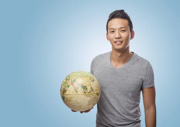 Man holding globe — Stock Photo, Image