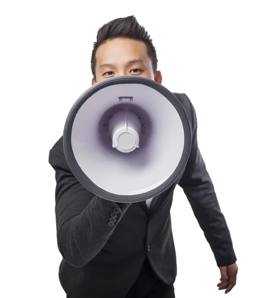 Man with megaphone — Stock Photo, Image