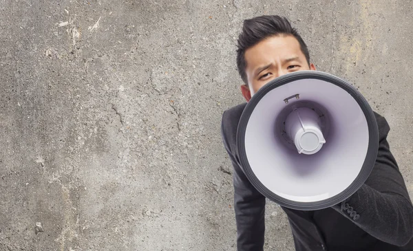 Man with megaphone — Stock Photo, Image