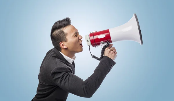 Man with megaphone — Stock Photo, Image