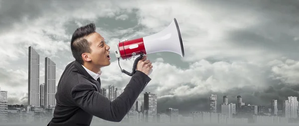 Man with megaphone — Stock Photo, Image