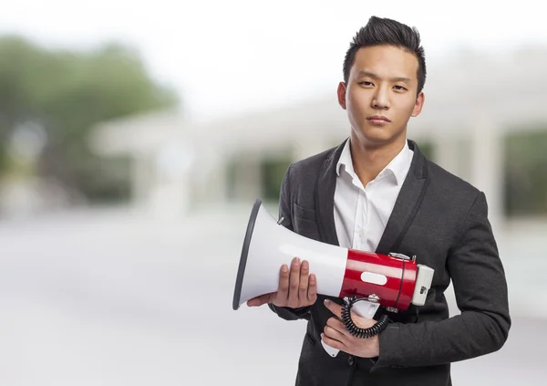 Man with megaphone — Stock Photo, Image