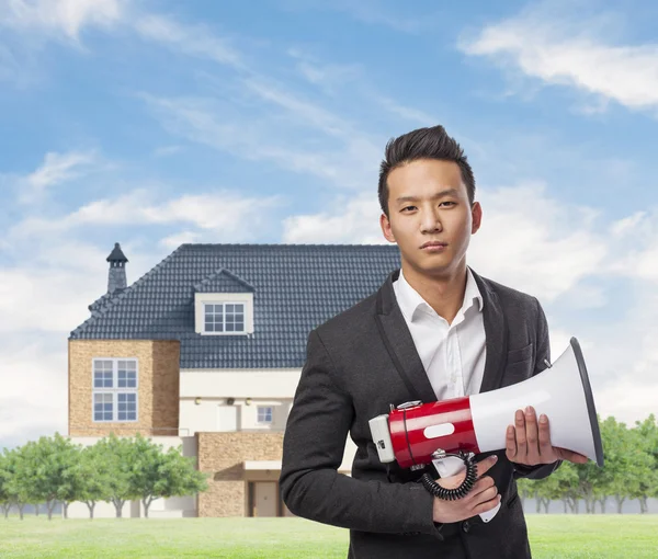 Man with megaphone — Stock Photo, Image