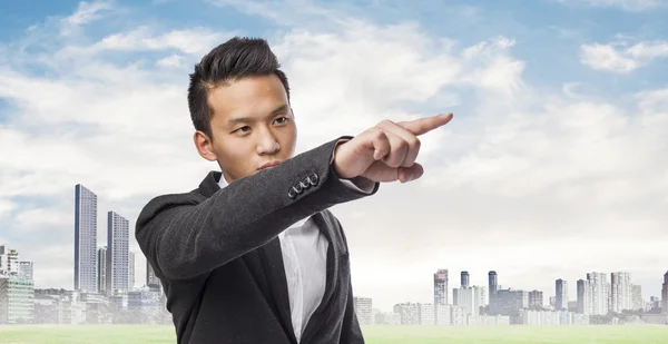 Business man pointing up — Stock Photo, Image