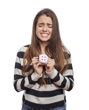 Woman holding dice clipart