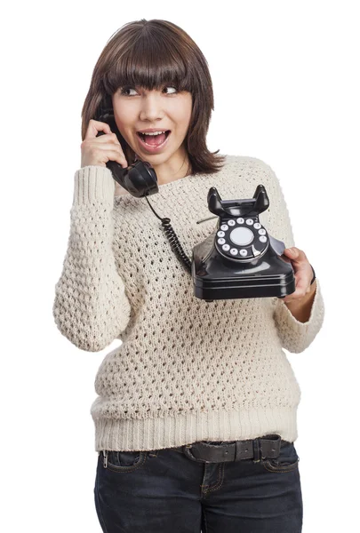 Woman talking on telephone — Stock Photo, Image