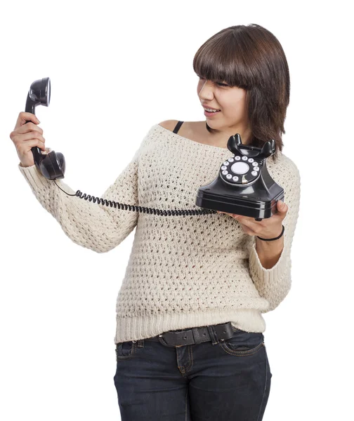 Woman talking on telephone — Stock Photo, Image