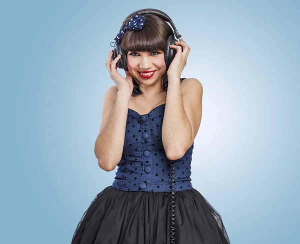 Girl with headphones — Stock Photo, Image