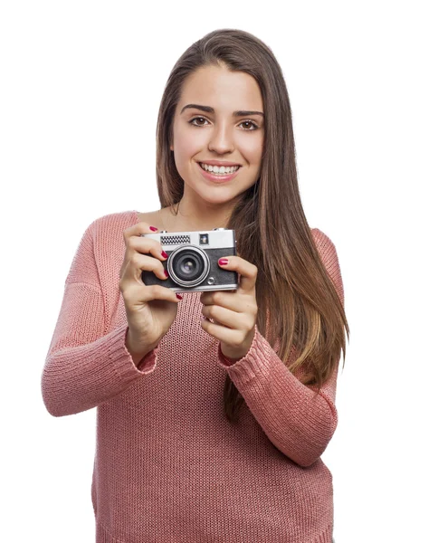 Mujer tomando fotos — Foto de Stock