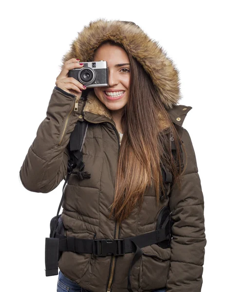 Mujer tomando fotos — Foto de Stock