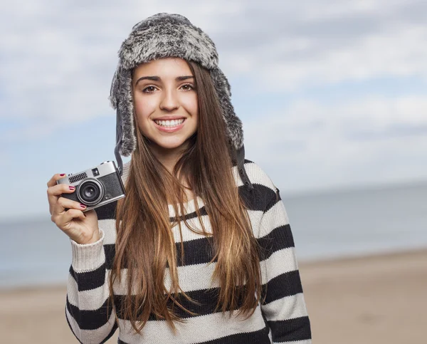 Žena fotí — Stock fotografie