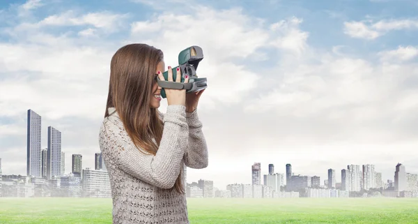 Mujer tomando fotos — Foto de Stock