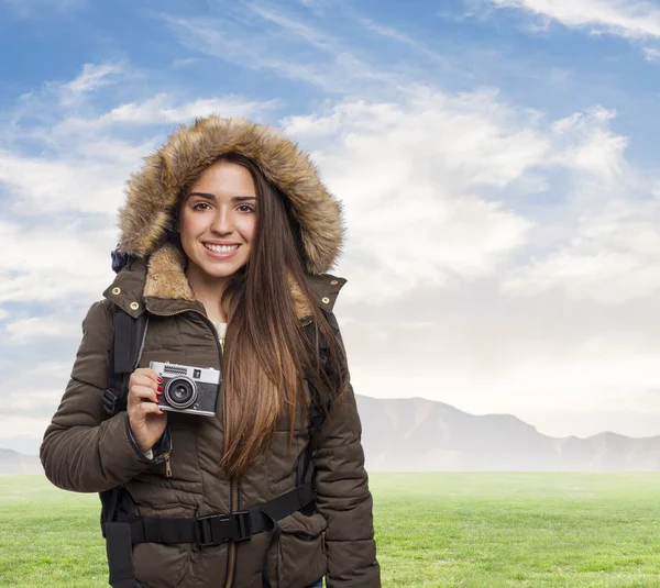 Kvinnan fotograferar — Stockfoto