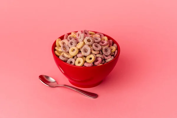 Obiloviny Miska Izolované Růžovém Pozadí — Stock fotografie