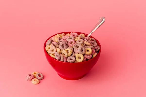 Cereals Bowl Isolated Pink Background — Stock Photo, Image