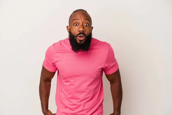 African American Man Beard Isolated Pink Background Being Shocked Because — Stock Photo, Image